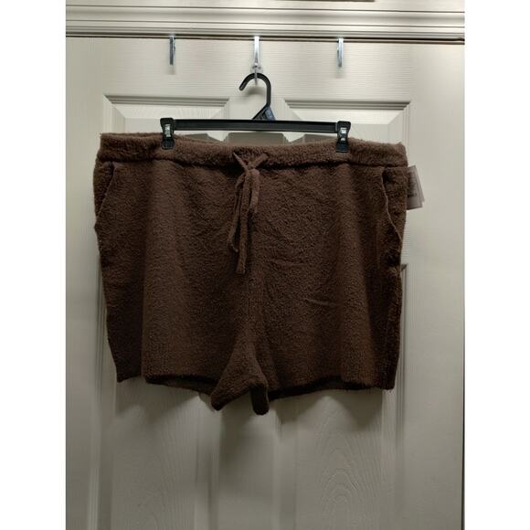 Auden NWT Women's Plus Size 2X Brown Fleece Fuzzy Cozy Sweater Knit Shorts - Picture 1 of 7